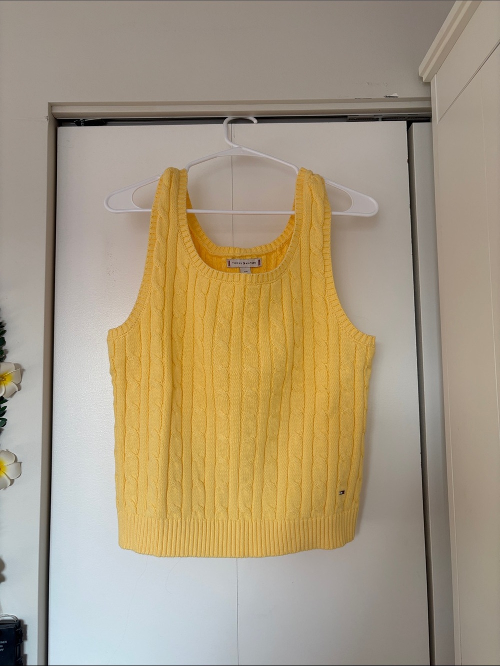 Tommy Hilfiger Sunny Yellow Cable-Knit Tank